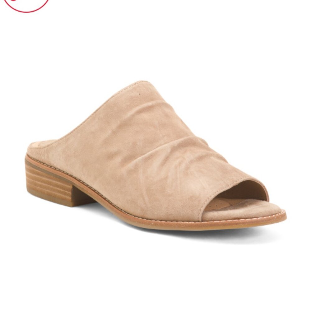 Söfft Netta Slouchy Suede Slide Sandal Stone 7.5 NIB NWT